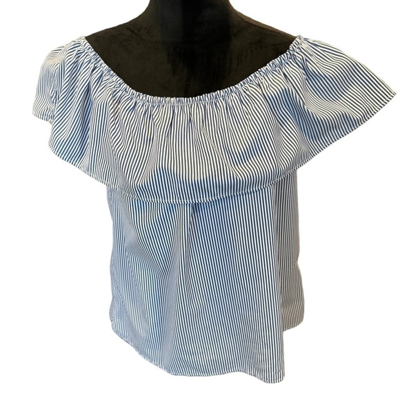C Sweet Charms Striped Off the Shoulder Blouse Women's Size Large - Picture 1 of 9